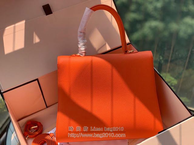 DELVAUX女包 春夏新款 Brillant系列手袋 進口牛皮 德爾沃女手提包 Dv0028 橙色 Delvaux單肩斜挎包  fcs1340